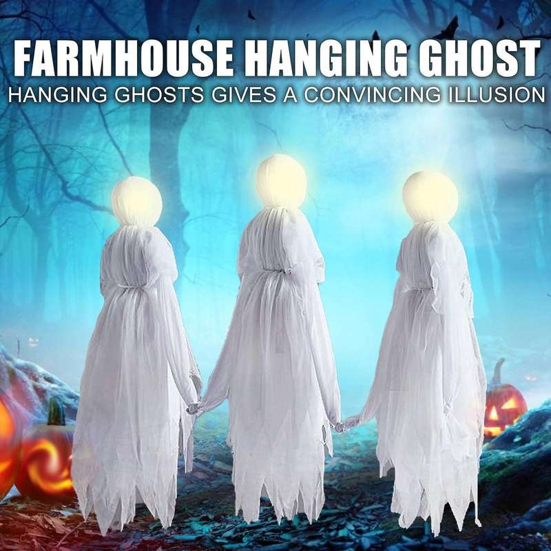 White Witches Halloween Yard Decoration Holding Hands Ghosts Set Of 1