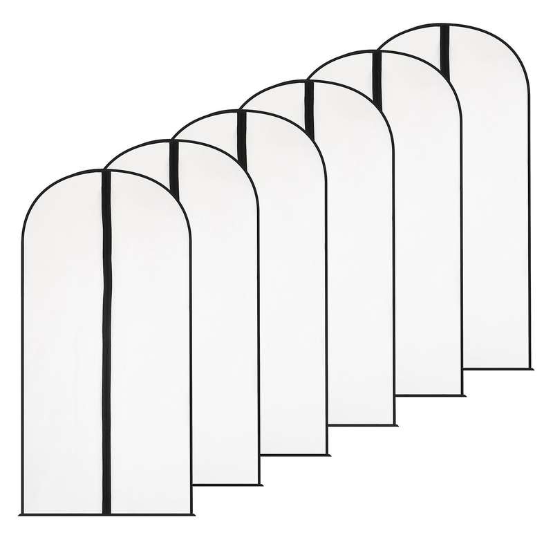 6 Pcs Clear Garment Bags Dust-proof for Storage Clothes -24 X 48inch