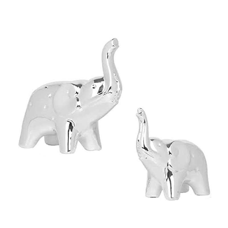 1pair Elephant Statue Home Decor,for Office Desktop Home (silver)