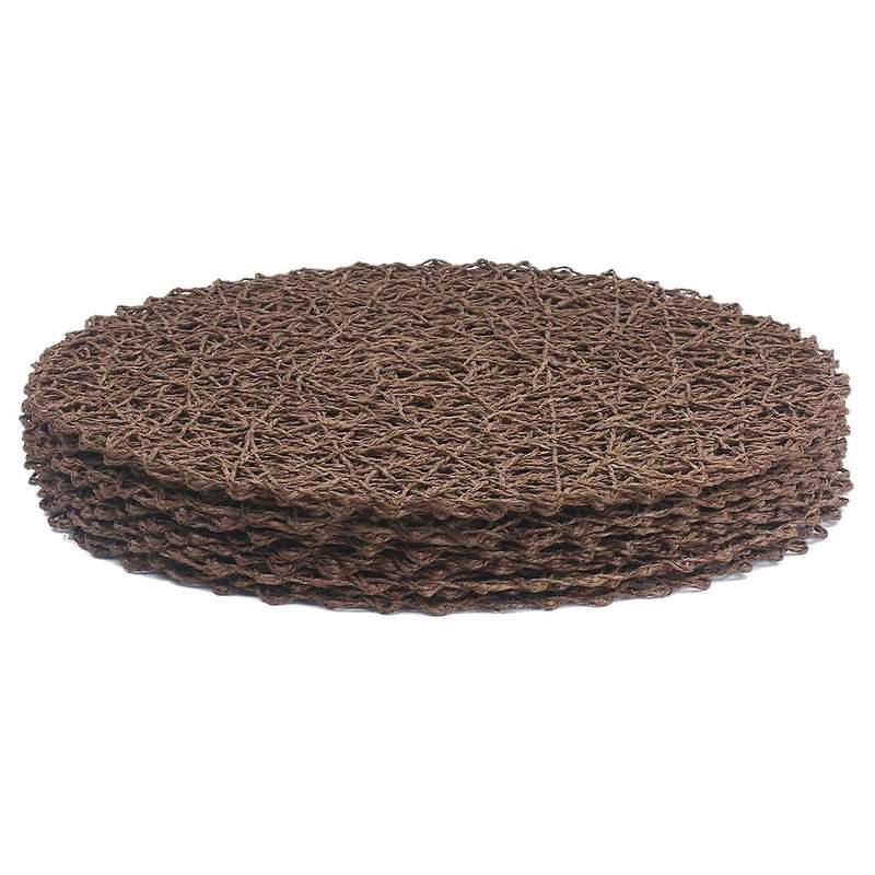 Round Paper Fiber Woven Place Mats Decor 15 Inch Set Of 12 (coffe)