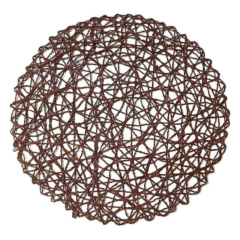 Round Paper Fiber Woven Place Mats Decor 15 Inch Set Of 12 (coffe)