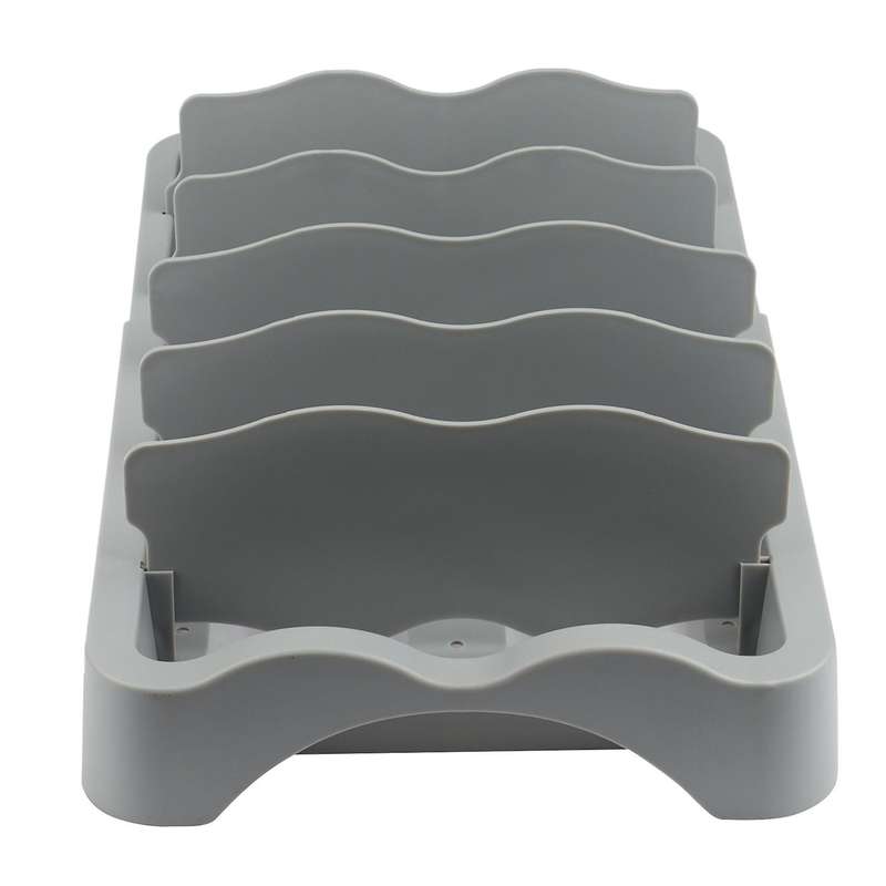 Food Container Lid Organizer, Expandable with Dividers Gray