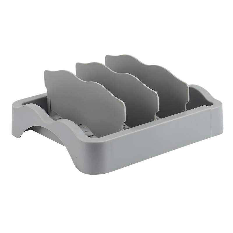 Food Container Lid Organizer, Expandable with Dividers Gray
