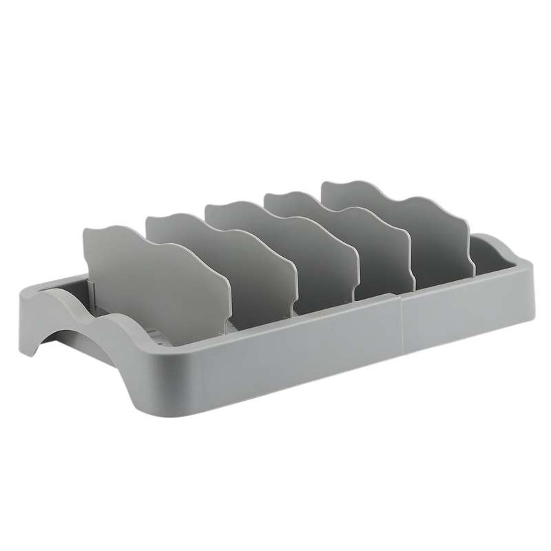 Food Container Lid Organizer, Expandable with Dividers Gray