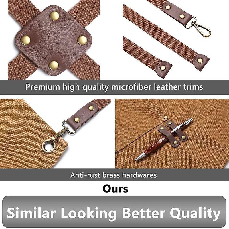 Apron for Men Arpons with Pockets-cross Back for Grilling Brown