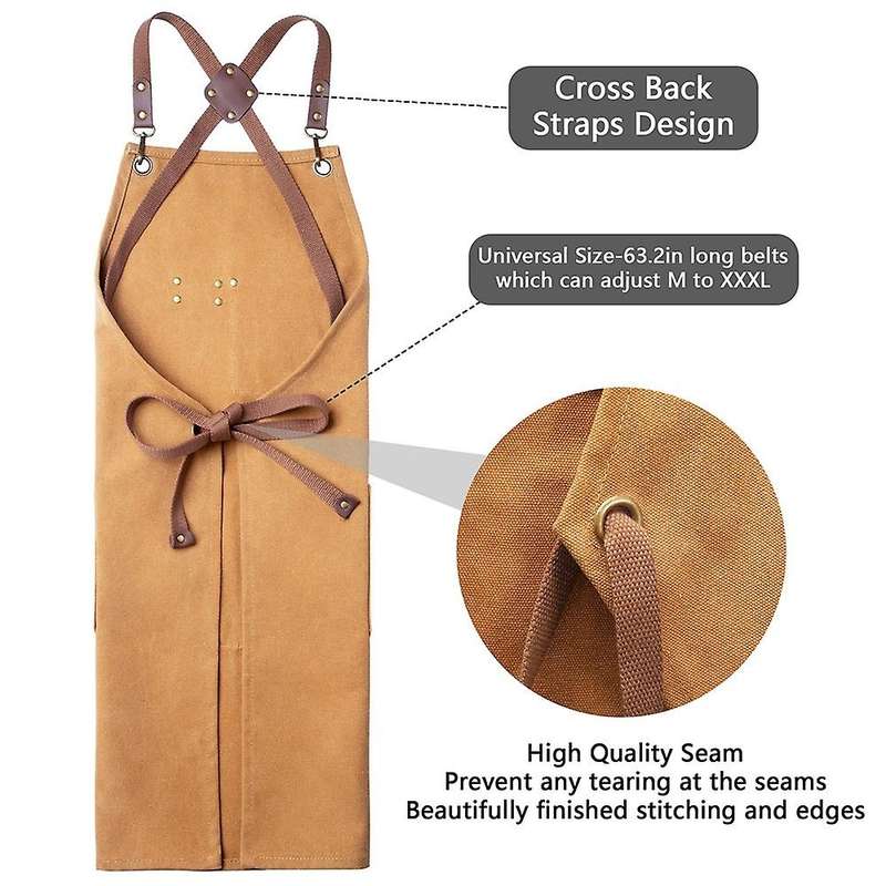 Apron for Men Arpons with Pockets-cross Back for Grilling Brown