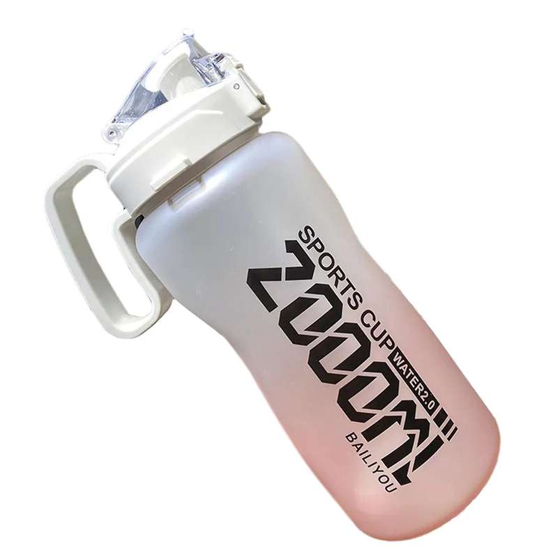 Sports Water Bottle Half Gallon/68oz with Straw Space Cups Red