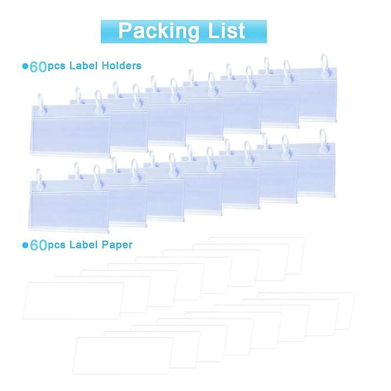 60pcs Plastic Basket Label Holders,with Clip Design Lock Closure