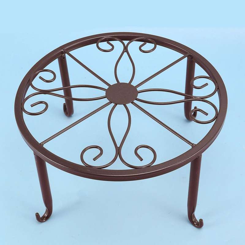Plant Pot Stands, Indoor &outdoor Round Shelf for Garden Decor(black)