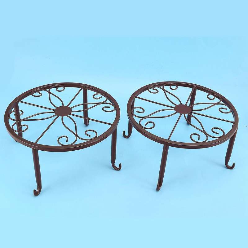 Plant Pot Stands, Indoor &outdoor Round Shelf for Garden Decor(black)