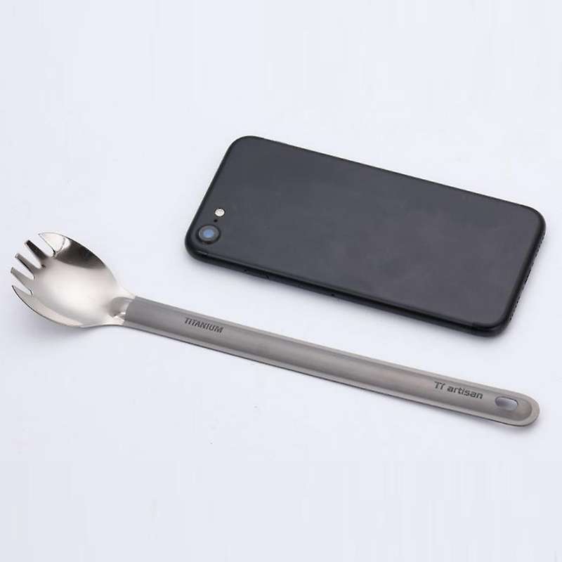 Titanium Long Handle with Bowl Outdoor Camping Cooking Utensils