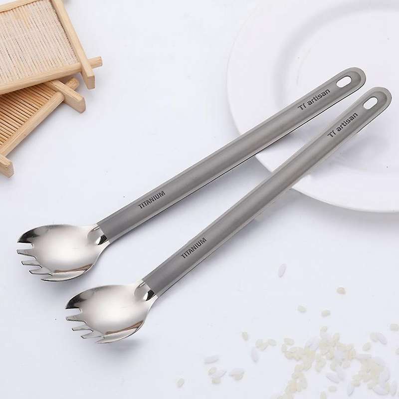 Titanium Long Handle with Bowl Outdoor Camping Cooking Utensils