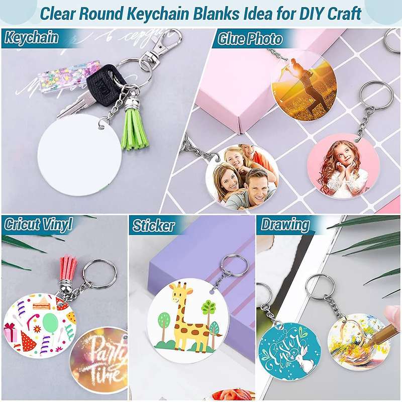 300pcs Acrylic Keychain Blanks Clear Acrylic Circles Discs