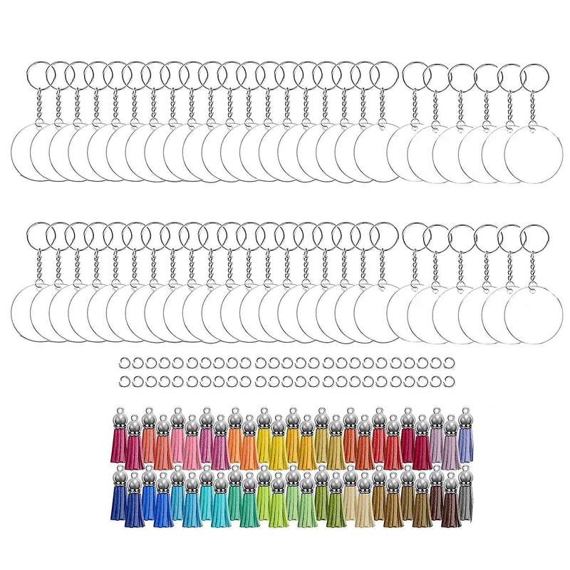 300pcs Acrylic Keychain Blanks Clear Acrylic Circles Discs