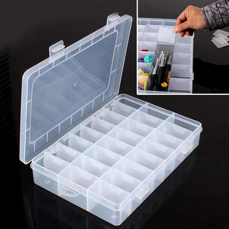 5pcs/set 24 Compartment Slot Storage Box Adjustable Plastic Case