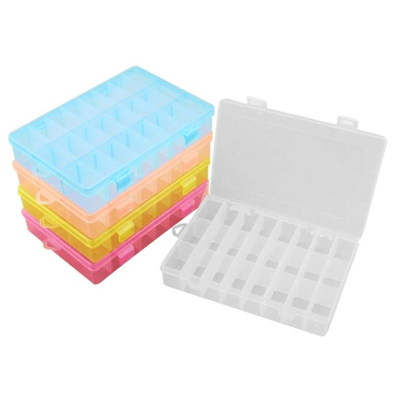 5pcs/set 24 Compartment Slot Storage Box Adjustable Plastic Case