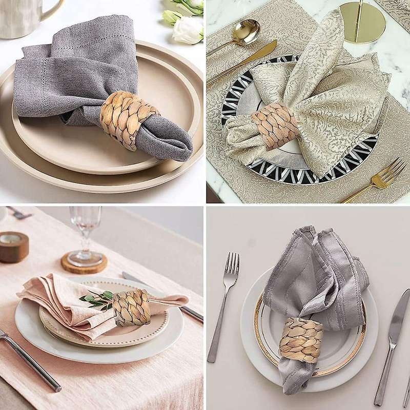 Water Hyacinth Napkin Rings, Hand-woven Farmhouse Napkin Rings