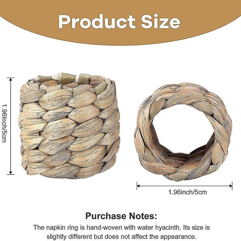 Water Hyacinth Napkin Rings, Hand-woven Farmhouse Napkin Rings