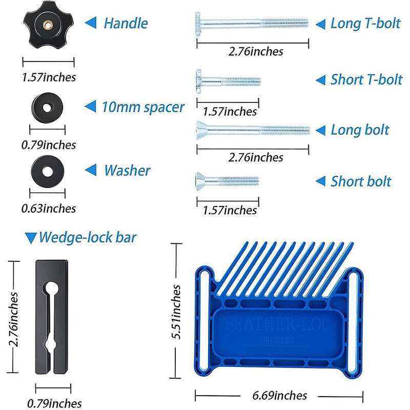 2pcs Feather Board for Table Saws, Router Tables & Band Saw, -blue