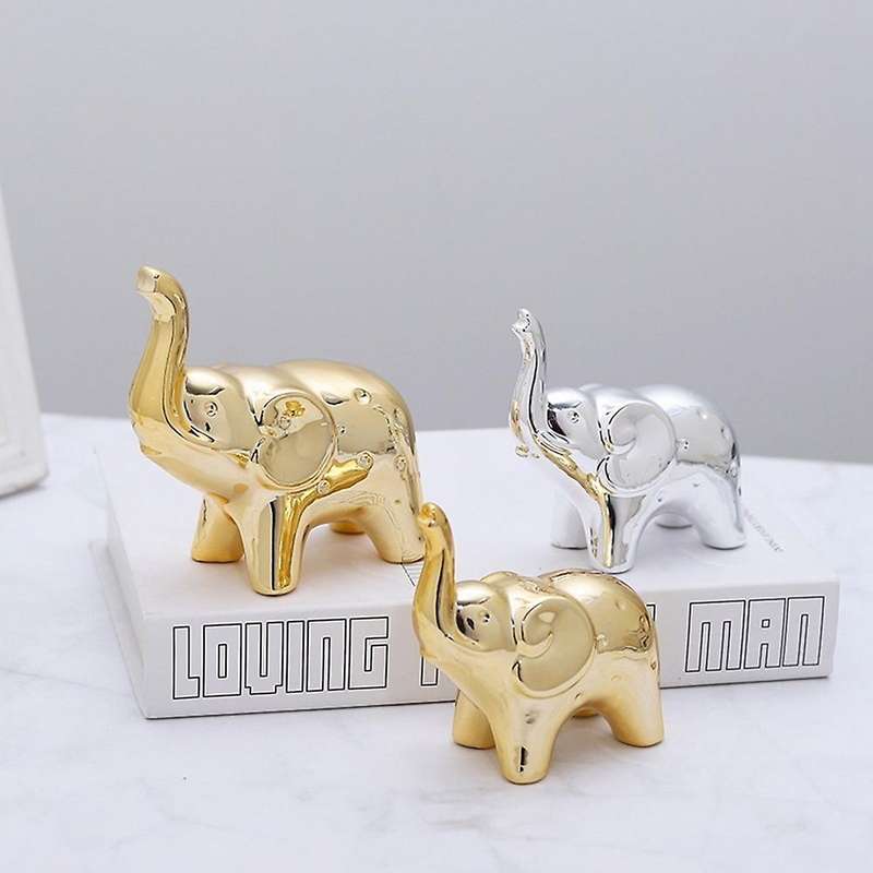 1pair Elephant Statue Home Decor,for Office Desktop Home (rose Gold)