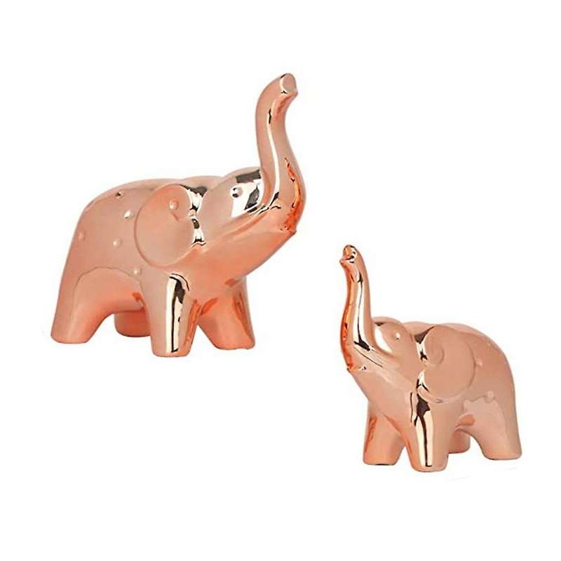 1pair Elephant Statue Home Decor,for Office Desktop Home (rose Gold)