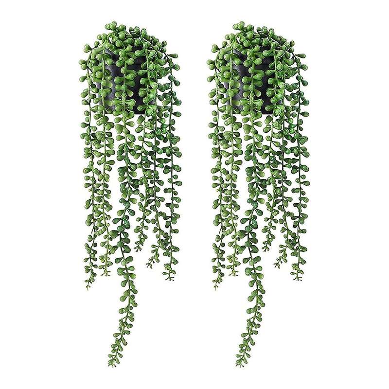 2x Artificial Hanging Succulent Plants String Of Pearls with Planter