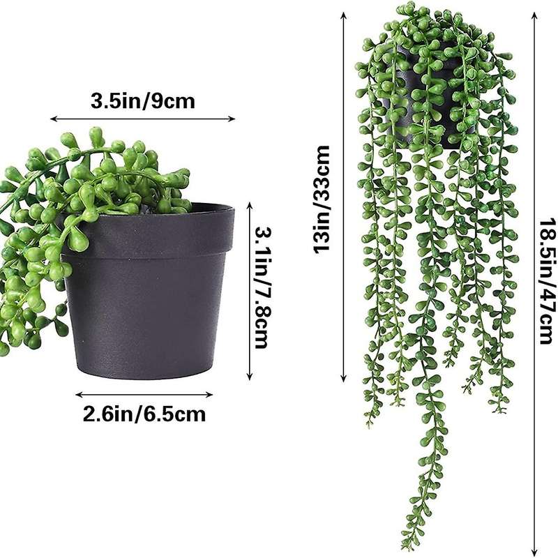 2x Artificial Hanging Succulent Plants String Of Pearls with Planter