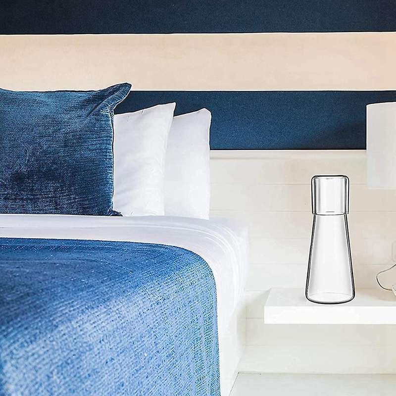 Clear Bedside Water Carafe Set with Tumbler Glass