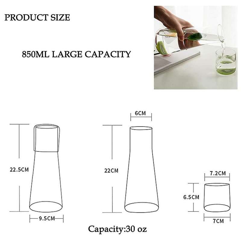 Clear Bedside Water Carafe Set with Tumbler Glass