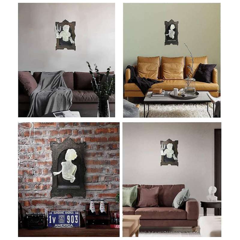 Ghost In The Mirror Wall Decor Luminous Ornaments Halloween Prop A