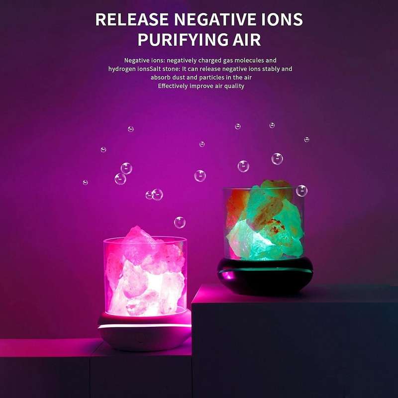 Aroma Diffuser Salt Stone Night Light Humidifier for Car Home White