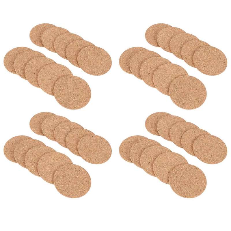 Set Of 40 Cork Bar Drink Coasters 90mm, 5mm Thick
