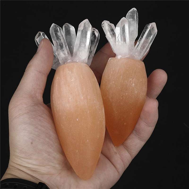 Natural Selenite Carrot Quartz Crystal Stone Home Decor Gifts(13cm)