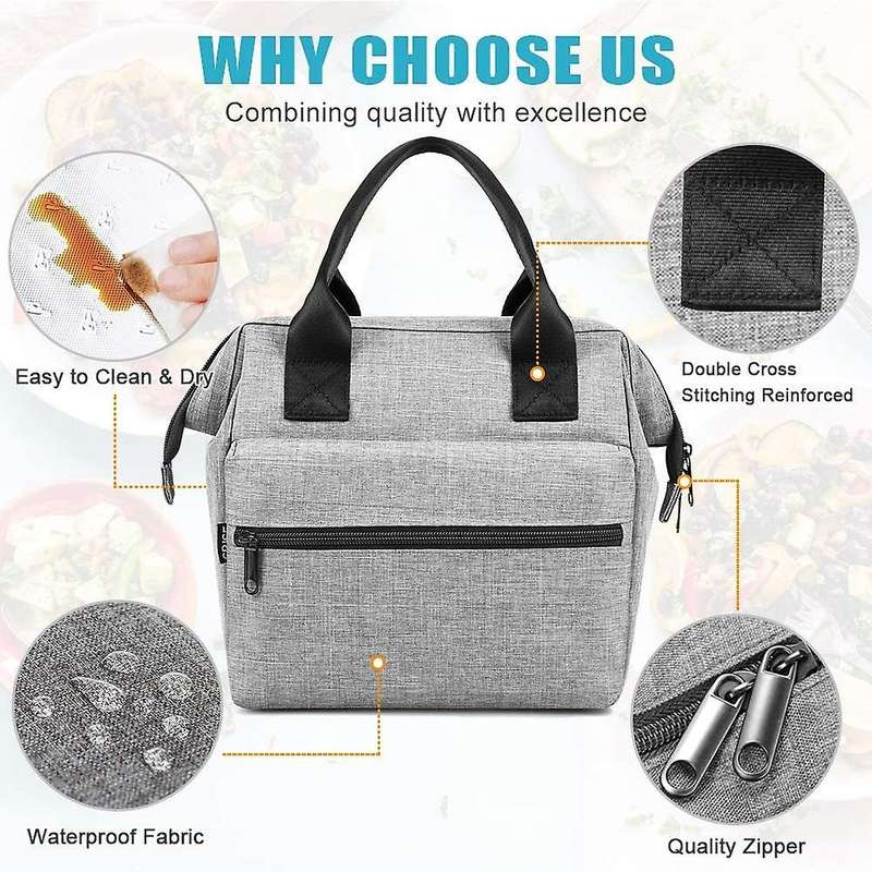 Wide-open Meal Prep Lunch Bags Durable Organizer for Men Work - Gray