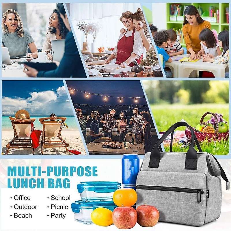 Wide-open Meal Prep Lunch Bags Durable Organizer for Men Work - Gray