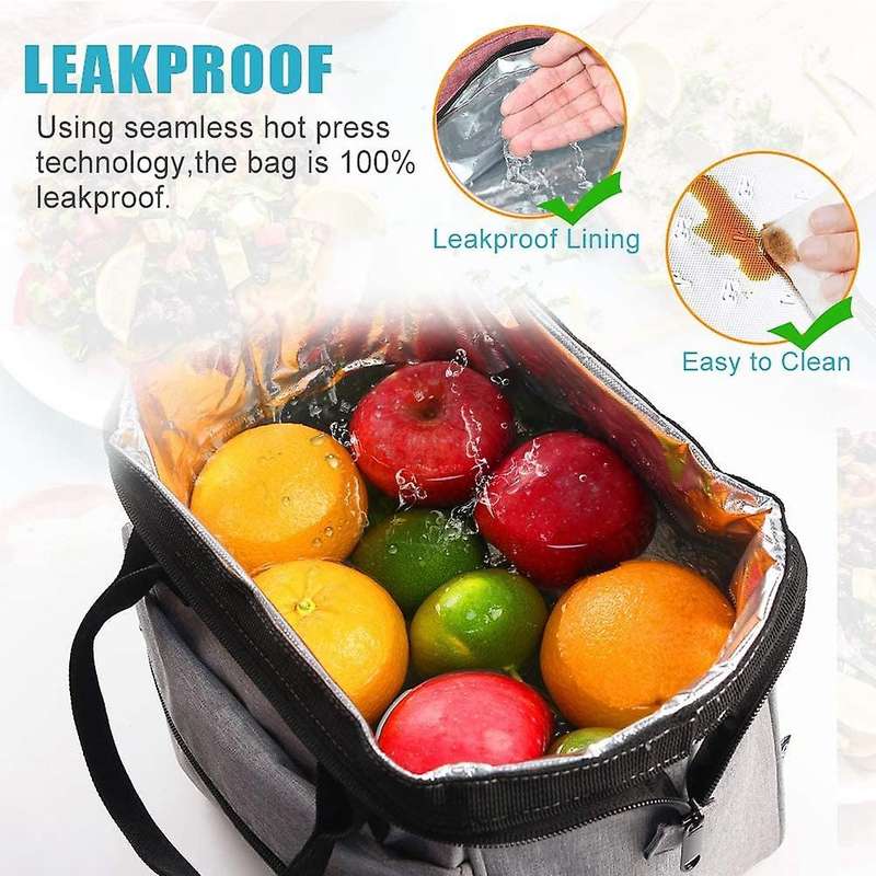 Wide-open Meal Prep Lunch Bags Durable Organizer for Men Work - Gray