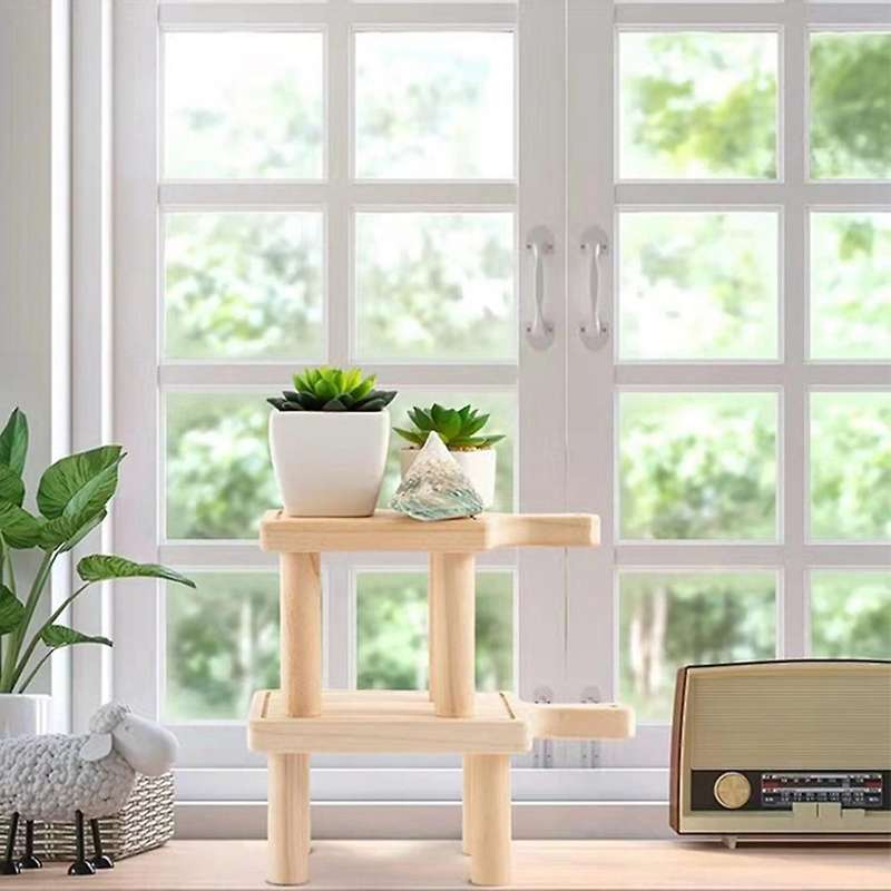 Wooden Plant Shelves Succulent Flower Stand Shelf Flower Pot Stool L