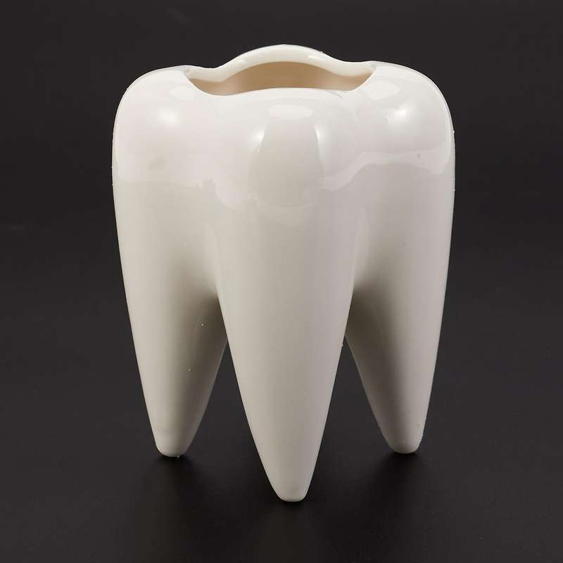 2x Tooth Shape White Ceramic Flower Pot Modern Design(without Plants)