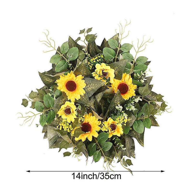 Artificial Sunflower Wreath for Front Door Wall Window Wedding Party