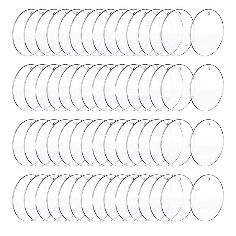 50 Pcs 3 Inch Acrylic Blanks with Hole Transparent Circle Ornament