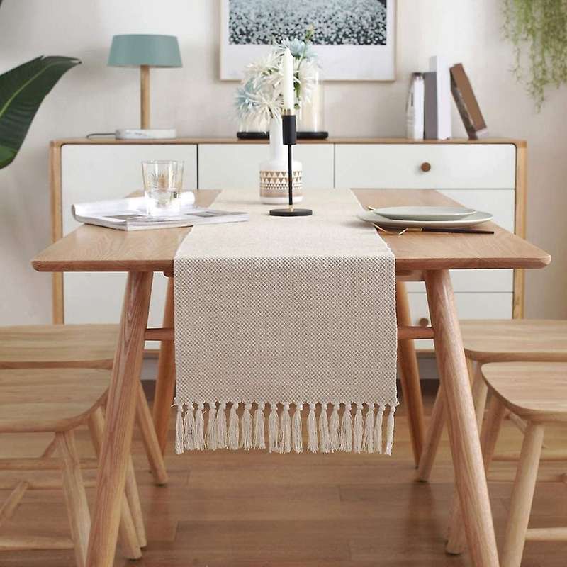 Cotton Linen Fringe Table Runner,decorative Table Runners, 13x94inch