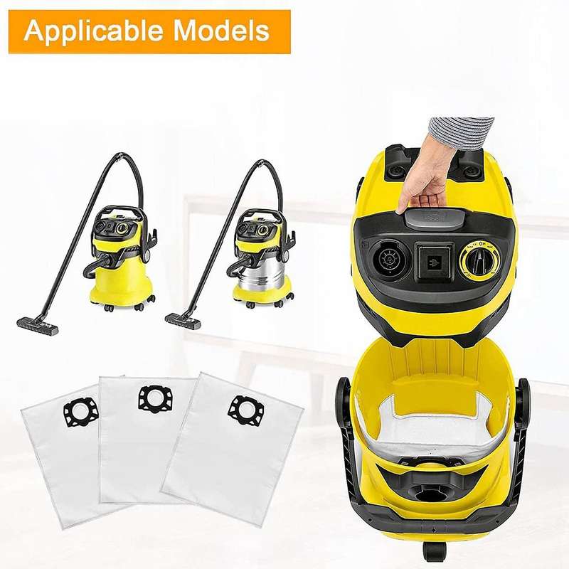 8pack Filter Bags for Karcher Vacuum Cleaner Wd4 Wd5 Wd6 Mv4 Mv5 Mv6