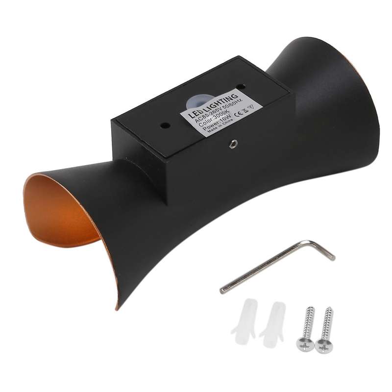 Led 10w Waterproof Wall Lamp (warm White Light) Gold+black Aluminum