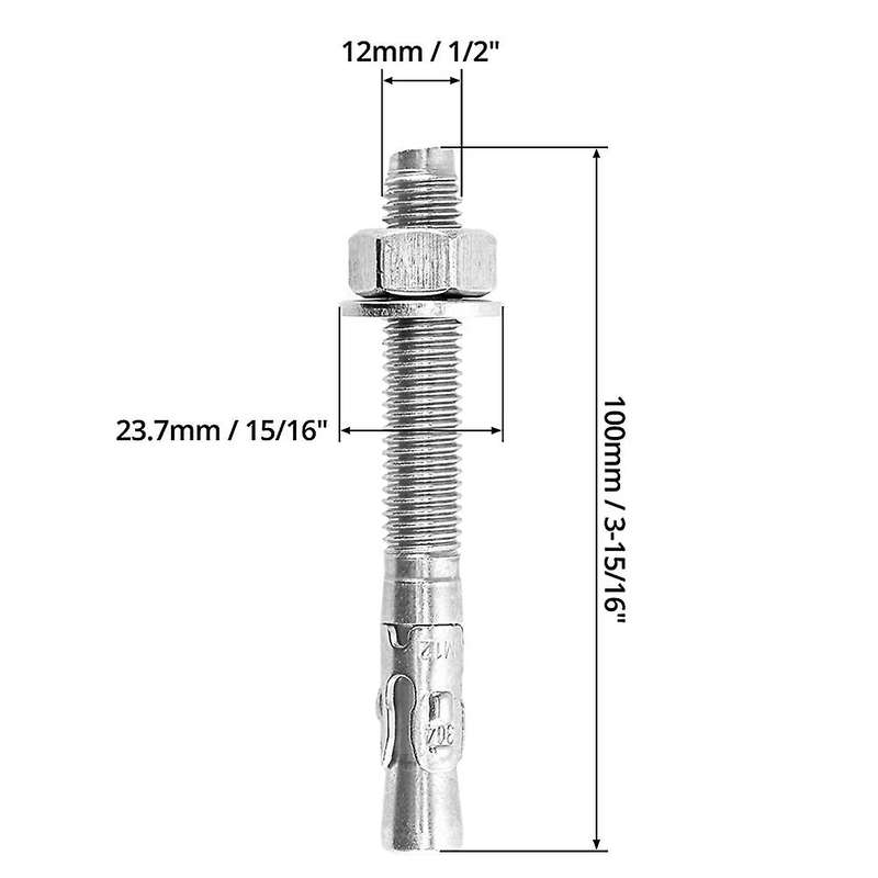 Wedge Anchor, Stainless Steel,3/8 Inch X 4 Inch, 5 Pcs