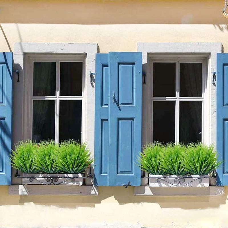 15 Bunches Of Fake Green Plastic Shrubs for Outdoor Garden Decoration
