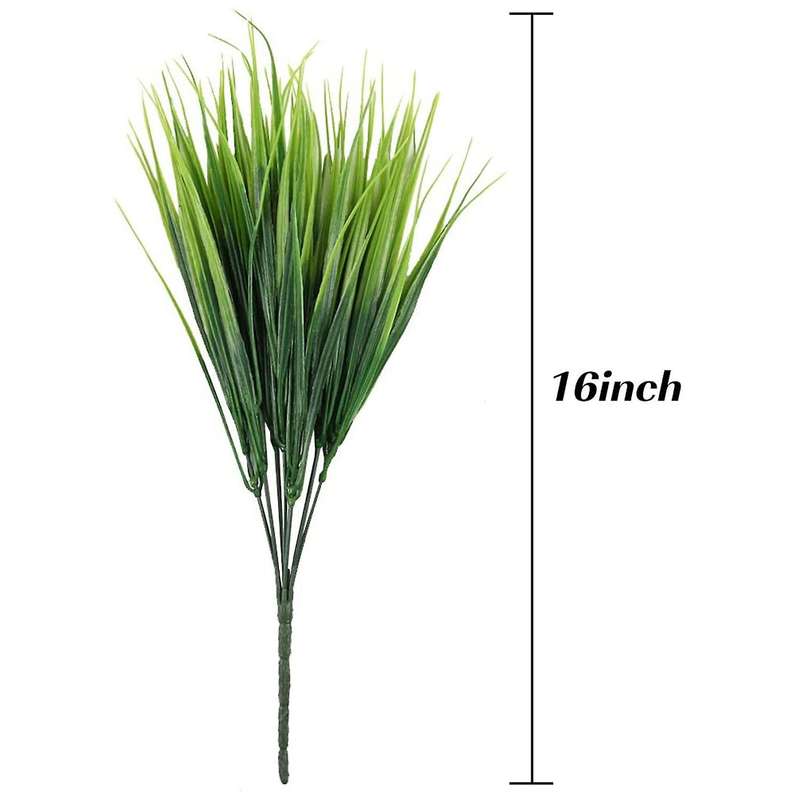15 Bunches Of Fake Green Plastic Shrubs for Outdoor Garden Decoration