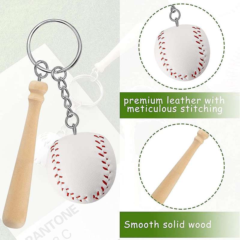 18 Pcs Mini Baseball Bat Keychain Favor for Baseball Themed Party