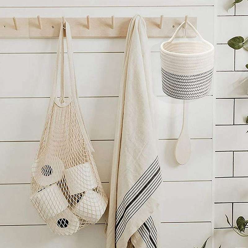 2x Wall Rope Baskets Cotton Rope Baskets Woven Baskets Storage