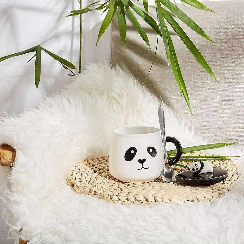 Panda Ceramic Cup with Lid Student Water Cup Valentine's Day Gift A