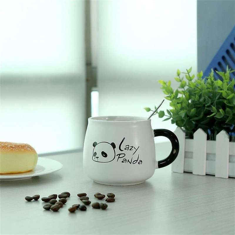 Panda Ceramic Cup with Lid Student Water Cup Valentine's Day Gift A